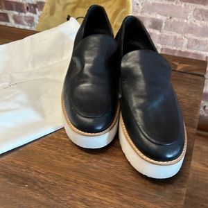 Vince ✨ Black Leather Platform Loafers
